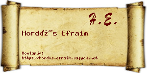 Hordós Efraim névjegykártya